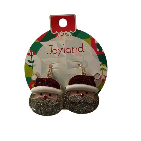 Joyland Brand Of Santa Earrings. With Silver Beard And Red Hat. Gold Post - Picture 1 of 5